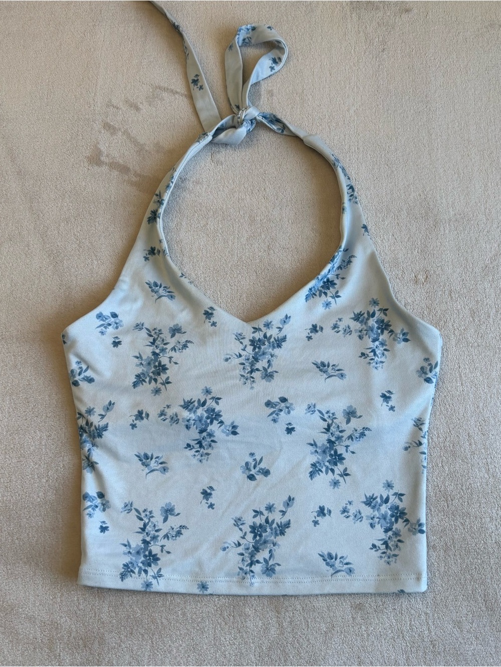 Hollister Light Blue Floral Halter Crop Top
